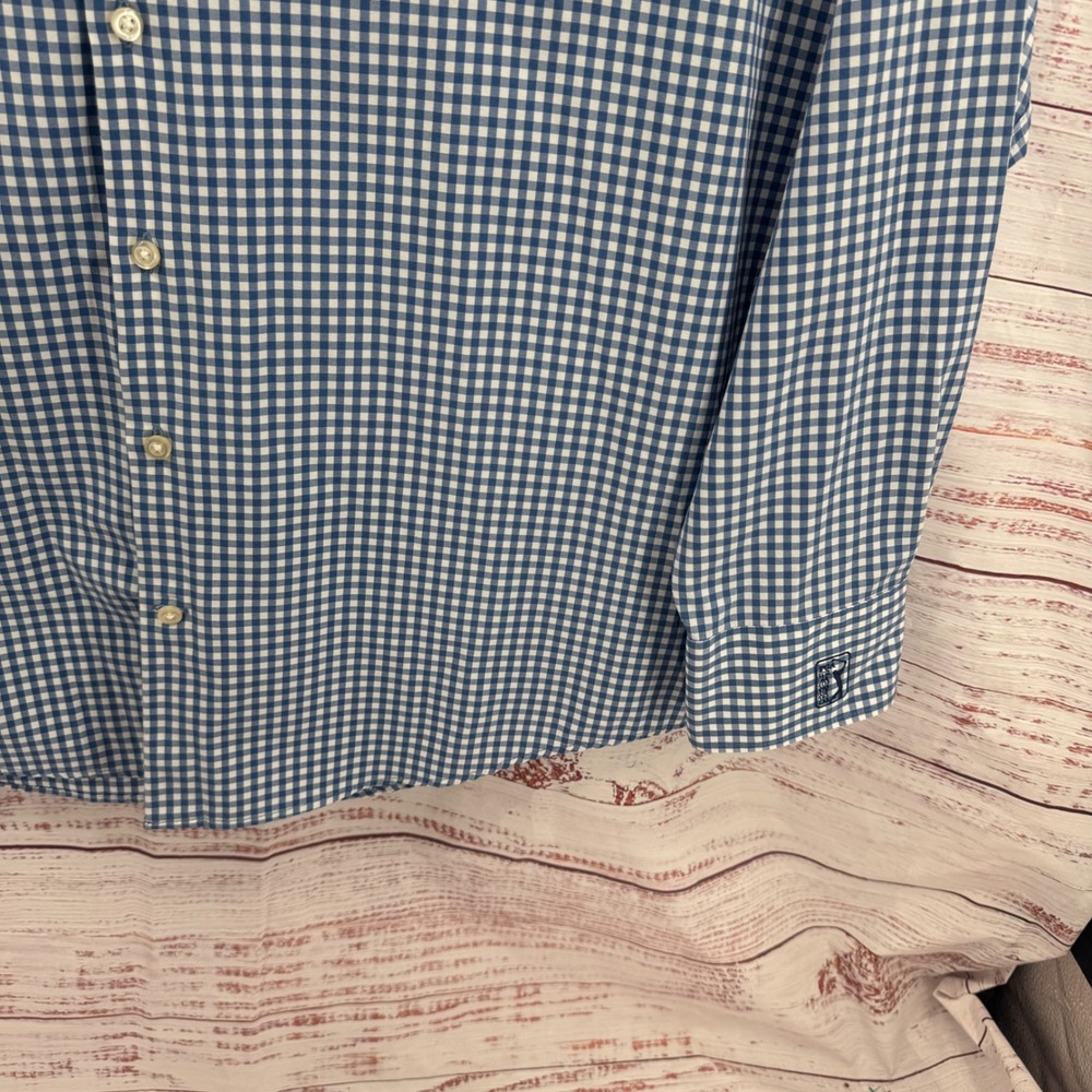 Peter Millar Summer Comfort Shirt Mens XL Blue Gingham PGA Tour Performance - Picture 4 of 10